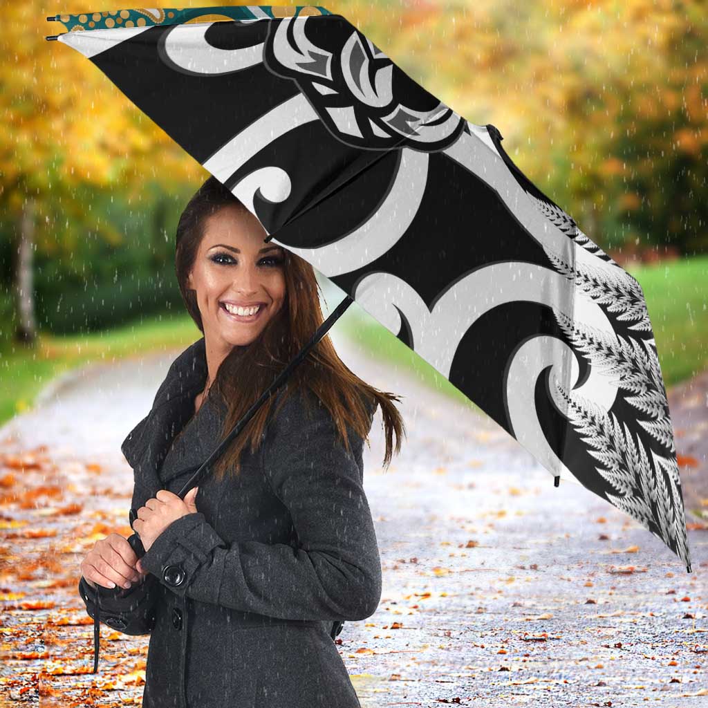 New Zealand Australia Rugby Umbrella Wallabies Aboriginal All Black Maori Tiki Together LT14 - Polynesian Pride