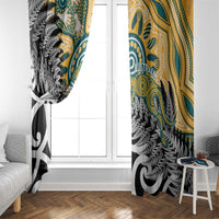 New Zealand Australia Rugby Window Curtain Wallabies Aboriginal All Black Maori Tiki Together LT14 - Polynesian Pride