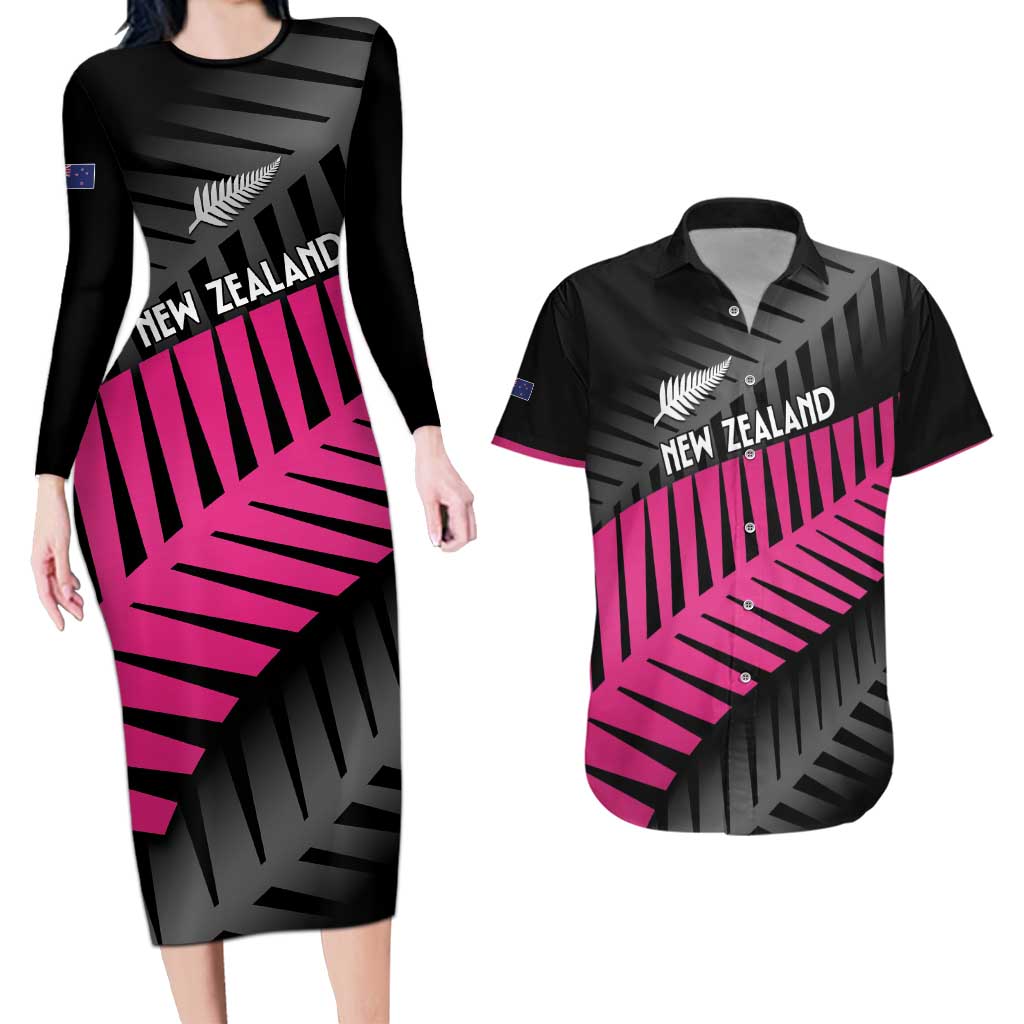New Zealand Silver Fern Rugby Custom Couples Matching Long Sleeve Bodycon Dress and Hawaiian Shirt 2025 All Black Go Champions - Polynesian Pride