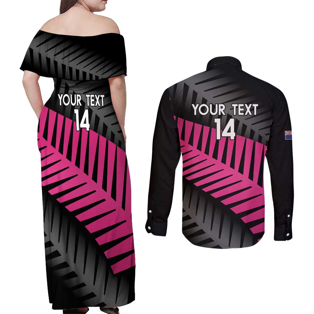 New Zealand Silver Fern Rugby Custom Couples Matching Off Shoulder Maxi Dress and Long Sleeve Button Shirt 2025 All Black Go Champions LT14 - Polynesian Pride