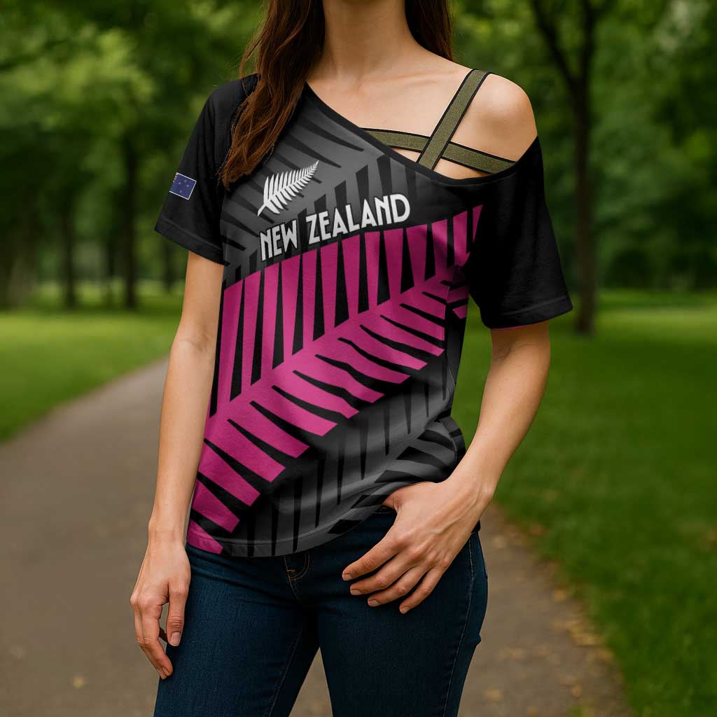 New Zealand Silver Fern Rugby Custom Cross Shoulder Shirt 2025 All Black Go Champions - Polynesian Pride