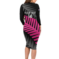 New Zealand Silver Fern Rugby Custom Family Matching Long Sleeve Bodycon Dress and Hawaiian Shirt 2025 All Black Go Champions LT14 - Polynesian Pride