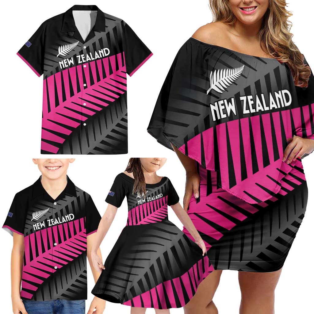 New Zealand Silver Fern Rugby Custom Family Matching Off Shoulder Short Dress and Hawaiian Shirt 2025 All Black Go Champions LT14 - Polynesian Pride