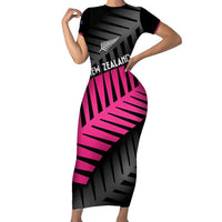 New Zealand Silver Fern Rugby Custom Family Matching Short Sleeve Bodycon Dress and Hawaiian Shirt 2025 All Black Go Champions LT14 Mom's Dress Black - Polynesian Pride