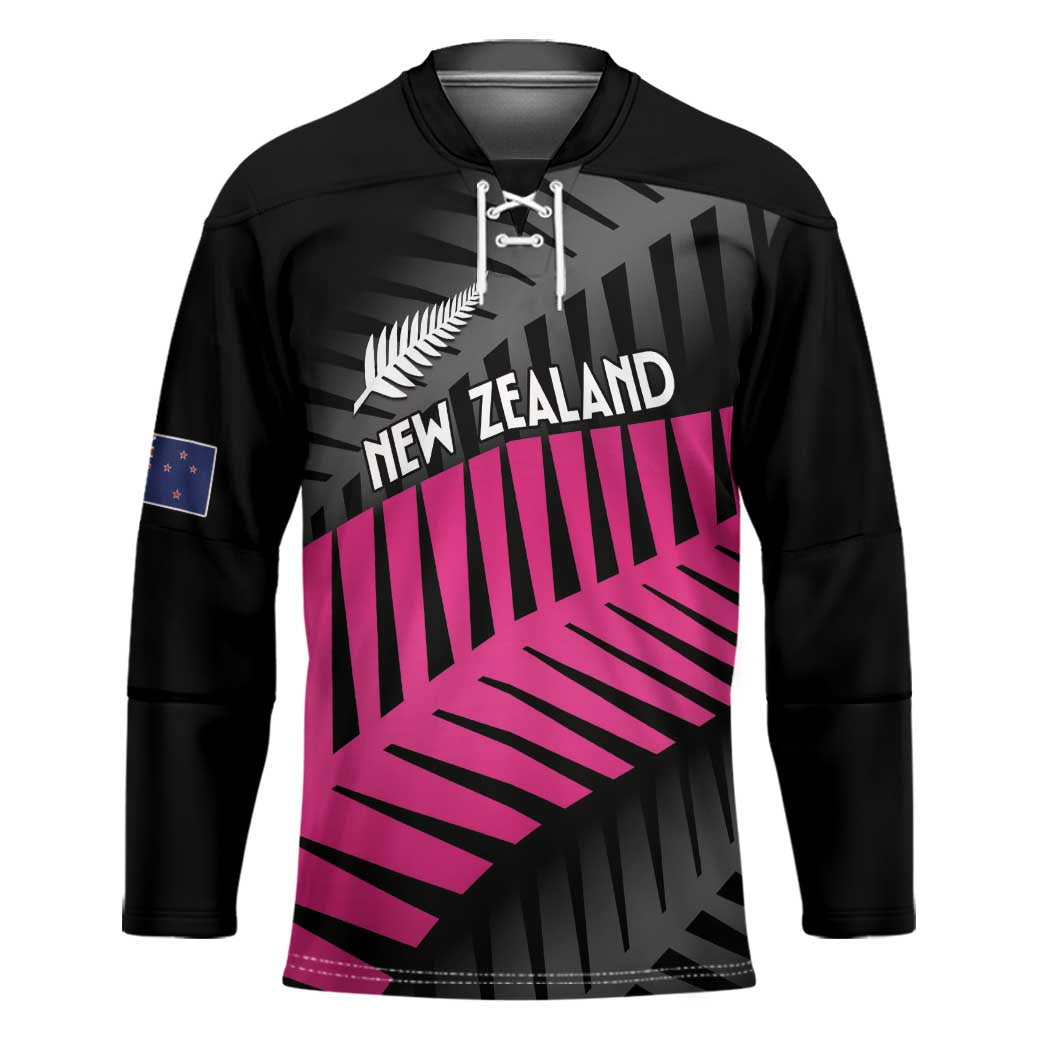 New Zealand Silver Fern Rugby Custom Hockey Jersey 2025 All Black Go Champions LT14 Unisex Black - Polynesian Pride