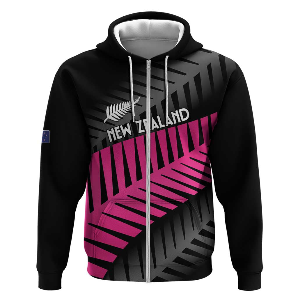 New Zealand Silver Fern Rugby Custom Hoodie 2025 All Black Go Champions LT14 Zip Hoodie Black - Polynesian Pride