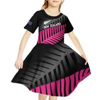 New Zealand Silver Fern Rugby Custom Kid Short Sleeve Dress 2025 All Black Go Champions LT14 - Polynesian Pride