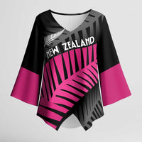 New Zealand Silver Fern Rugby Custom Kimono Sleeve Blouse 2025 All Black Go Champions LT14 Female Black - Polynesian Pride