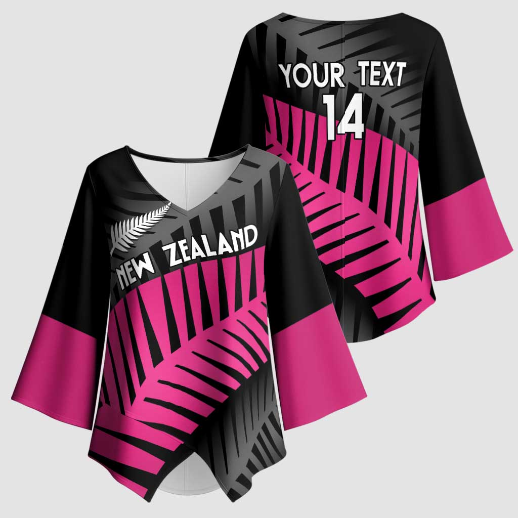 New Zealand Silver Fern Rugby Custom Kimono Sleeve Blouse 2025 All Black Go Champions LT14 - Polynesian Pride