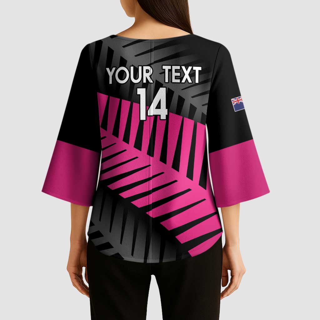 New Zealand Silver Fern Rugby Custom Kimono Sleeve Blouse 2025 All Black Go Champions LT14 - Polynesian Pride