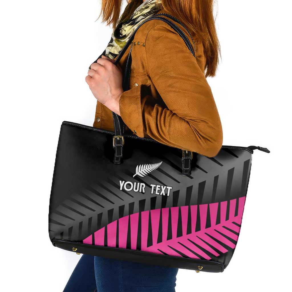 New Zealand Silver Fern Rugby Custom Leather Tote Bag 2025 All Black Go Champions LT14 Black - Polynesian Pride