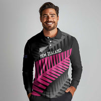 New Zealand Silver Fern Rugby Custom Long Sleeve Polo Shirt 2025 All Black Go Champions LT14 - Polynesian Pride
