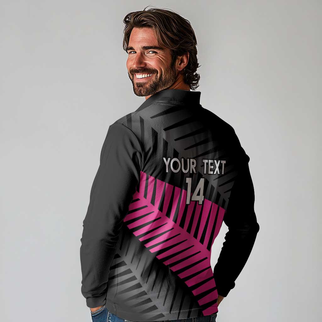 New Zealand Silver Fern Rugby Custom Long Sleeve Polo Shirt 2025 All Black Go Champions LT14 - Polynesian Pride