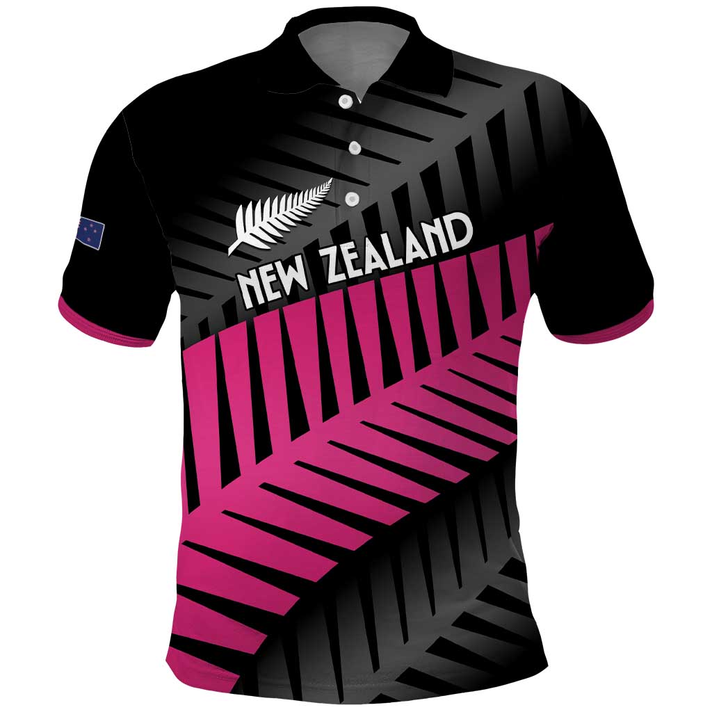 New Zealand Silver Fern Rugby Custom Polo Shirt 2025 All Black Go Champions LT14 Black - Polynesian Pride