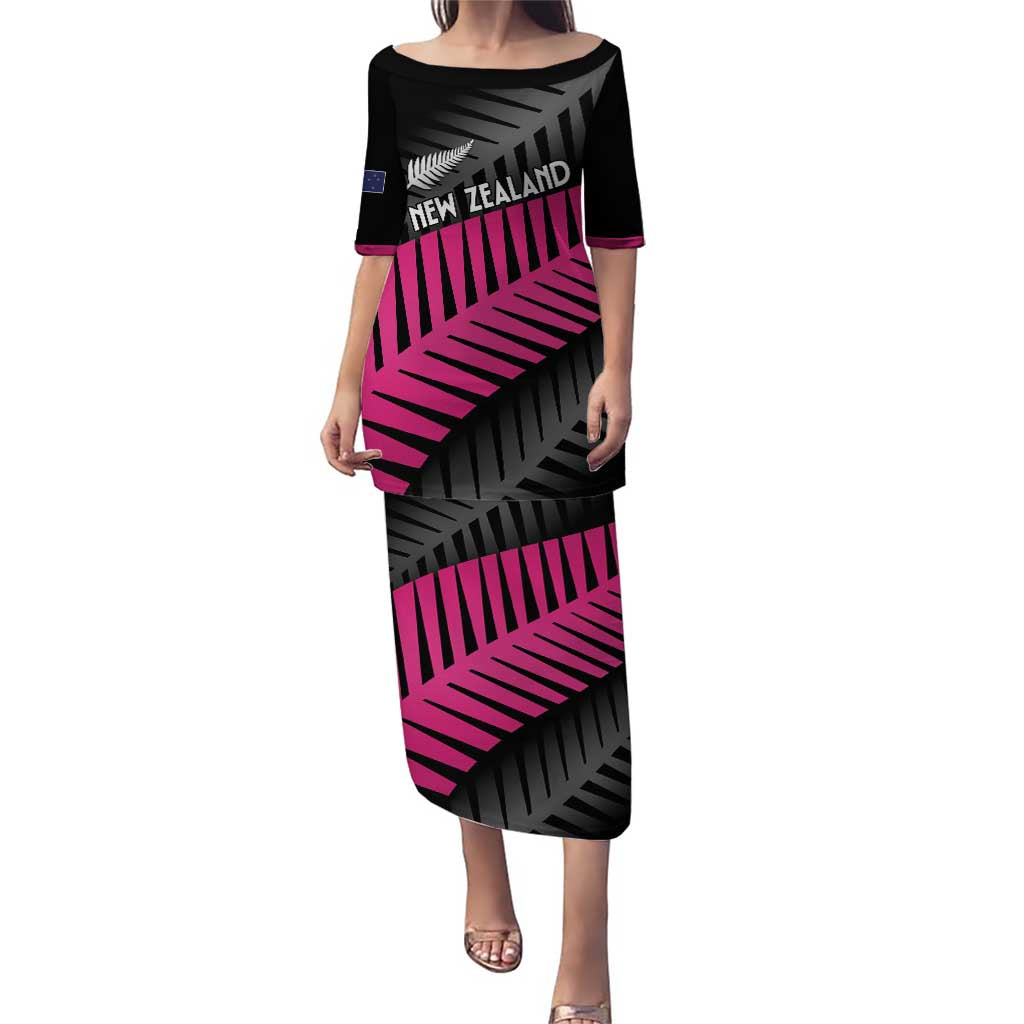 New Zealand Silver Fern Rugby Custom Puletasi 2025 All Black Go Champions LT14 Long Dress Black - Polynesian Pride