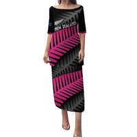 New Zealand Silver Fern Rugby Custom Puletasi 2025 All Black Go Champions LT14 Long Dress Black - Polynesian Pride
