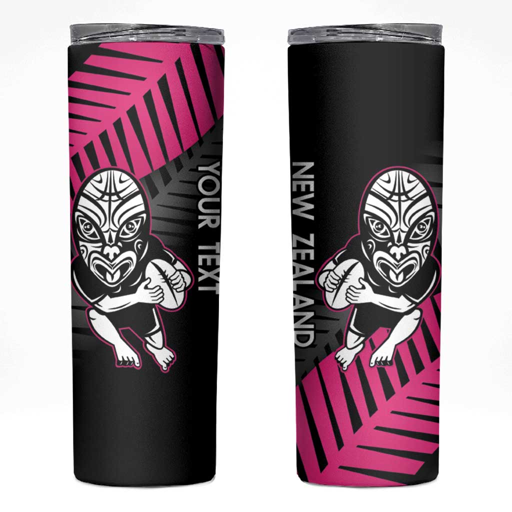New Zealand Silver Fern Rugby Custom Skinny Tumbler 2025 All Black Go Champions LT14 Black - Polynesian Pride