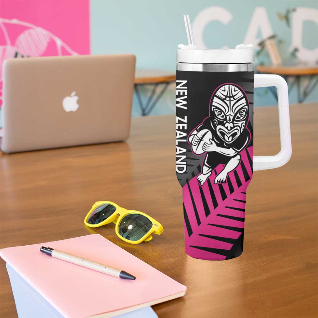 New Zealand Silver Fern Rugby Custom Tumbler With Handle 2025 All Black Go Champions LT14 - Polynesian Pride