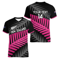 New Zealand Silver Fern Rugby Custom Women V-Neck T-Shirt 2025 All Black Go Champions LT14 - Polynesian Pride