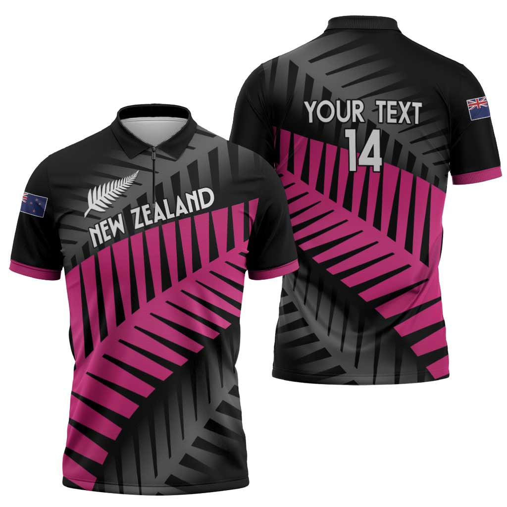 New Zealand Silver Fern Rugby Custom Zipper Polo Shirt 2025 All Black Go Champions LT14 - Polynesian Pride