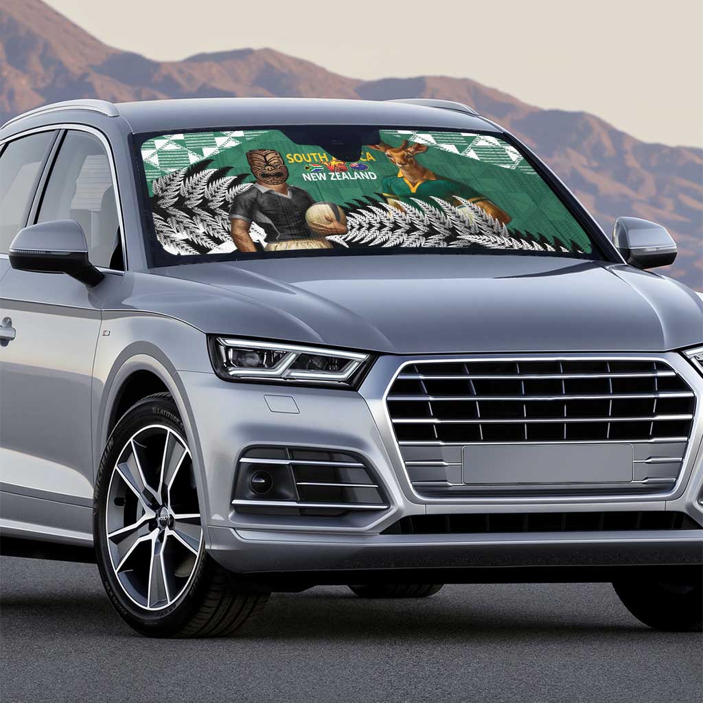 New Zealand South Africa Rugby Auto Sun Shade Springboks Kente All Black Maori Together LT14 - Polynesian Pride