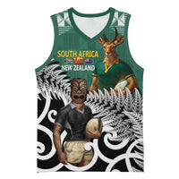 New Zealand South Africa Rugby Custom Basketball Jersey Springboks Kente All Black Maori Together - Polynesian Pride