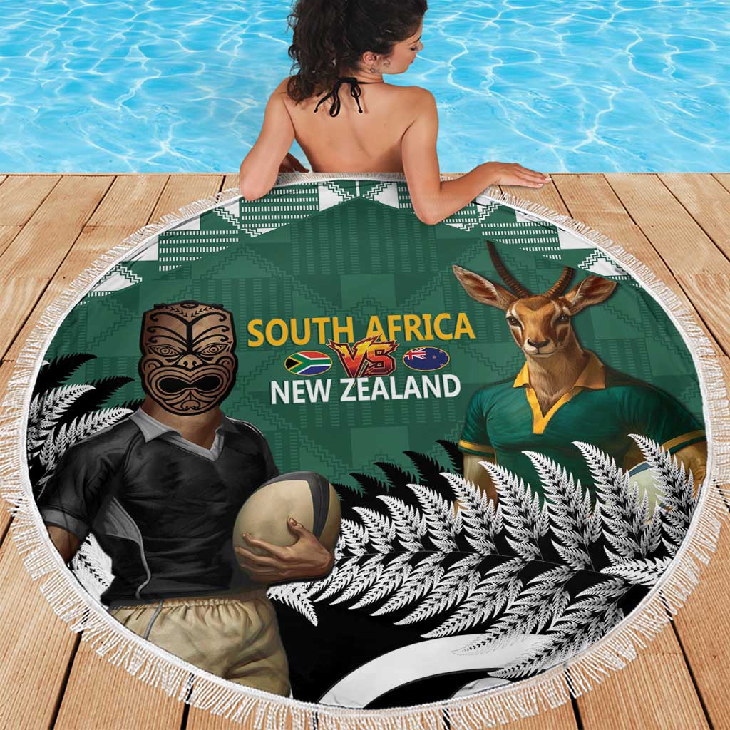 New Zealand South Africa Rugby Beach Blanket Springboks Kente All Black Maori Together LT14 - Polynesian Pride
