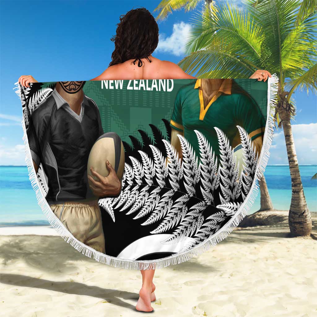 New Zealand South Africa Rugby Beach Blanket Springboks Kente All Black Maori Together LT14 - Polynesian Pride