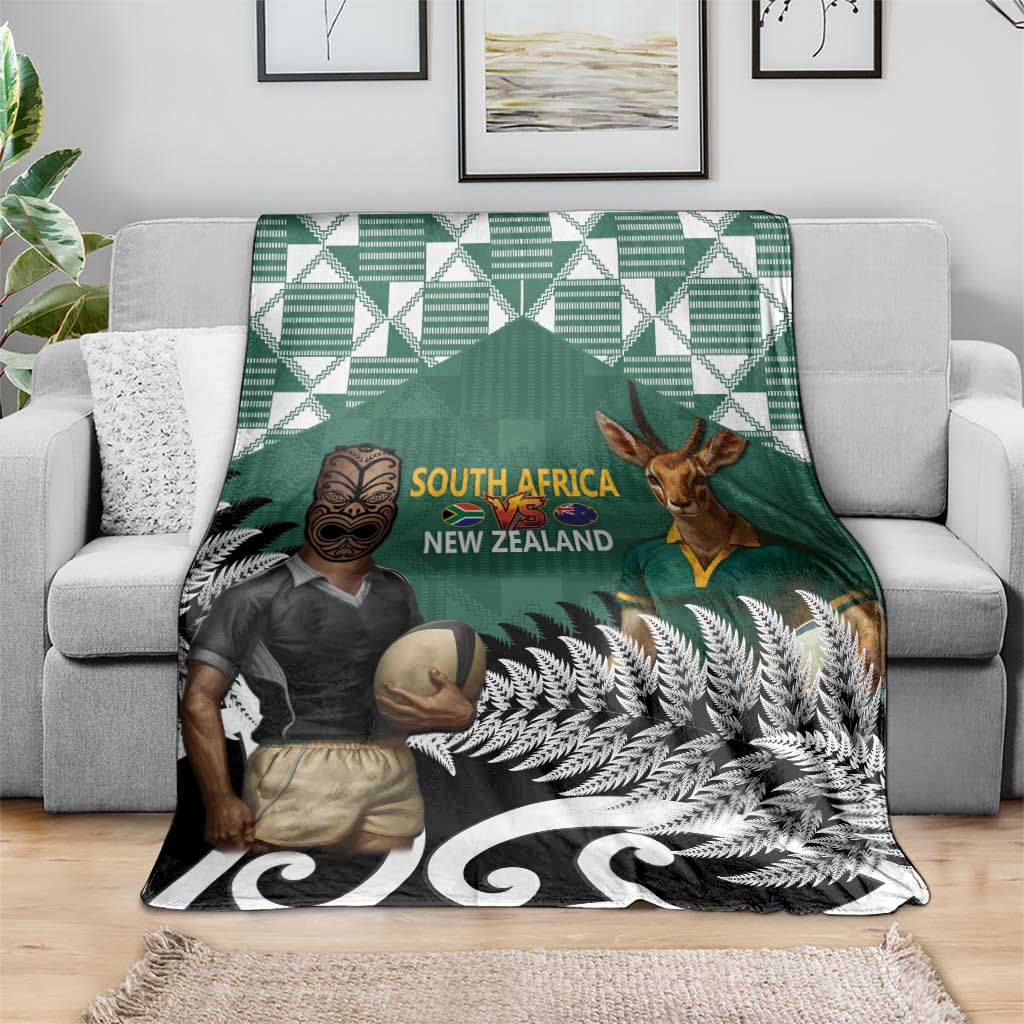 New Zealand South Africa Rugby Blanket Springboks Kente All Black Maori Together LT14 - Polynesian Pride