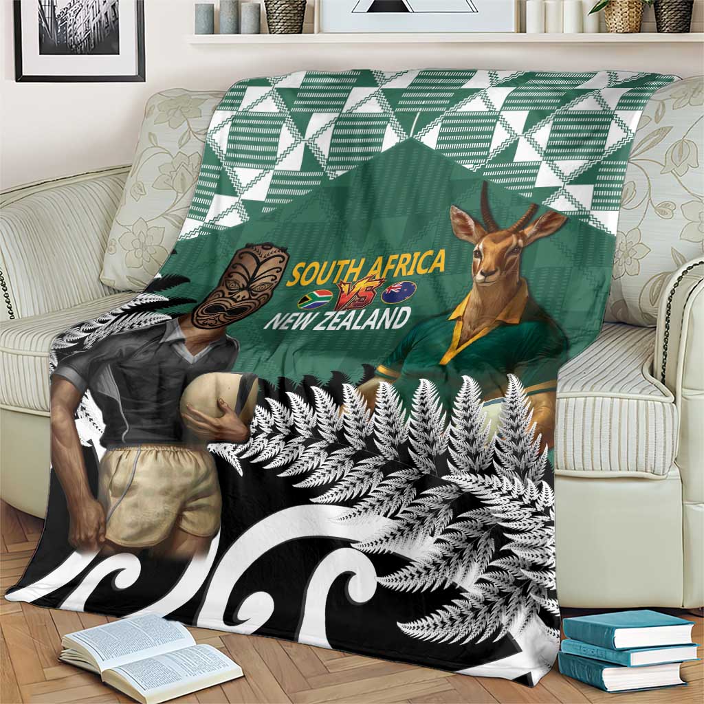 New Zealand South Africa Rugby Blanket Springboks Kente All Black Maori Together LT14 - Polynesian Pride