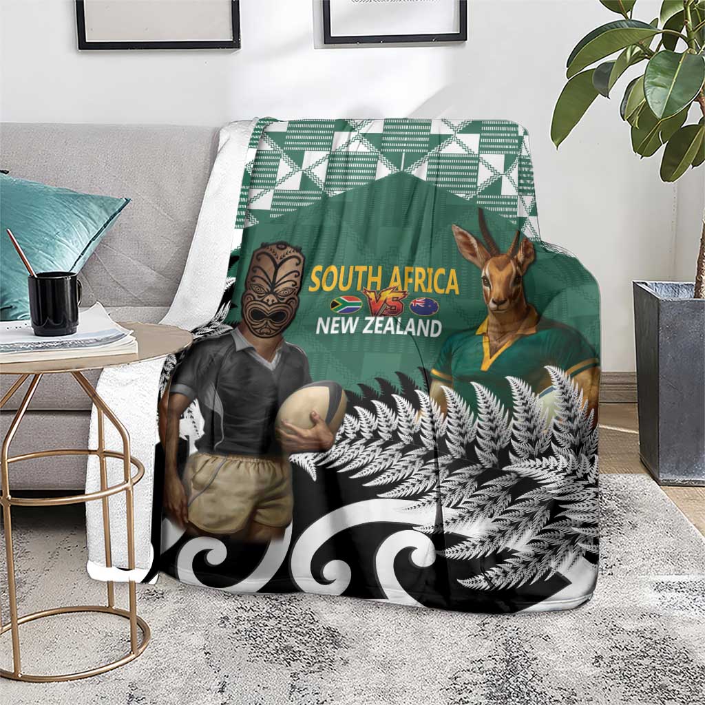 New Zealand South Africa Rugby Blanket Springboks Kente All Black Maori Together LT14 - Polynesian Pride