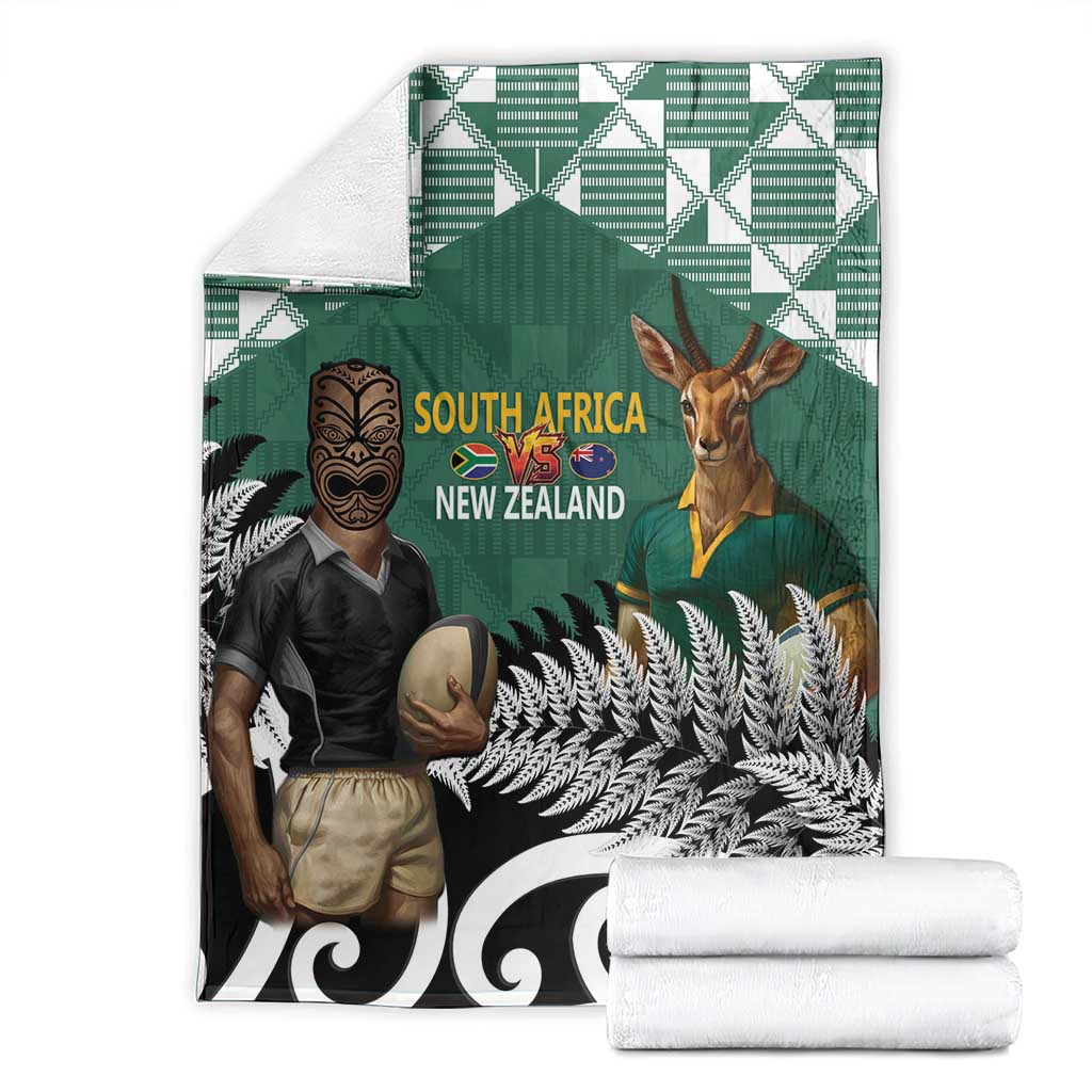 New Zealand South Africa Rugby Blanket Springboks Kente All Black Maori Together LT14 - Polynesian Pride