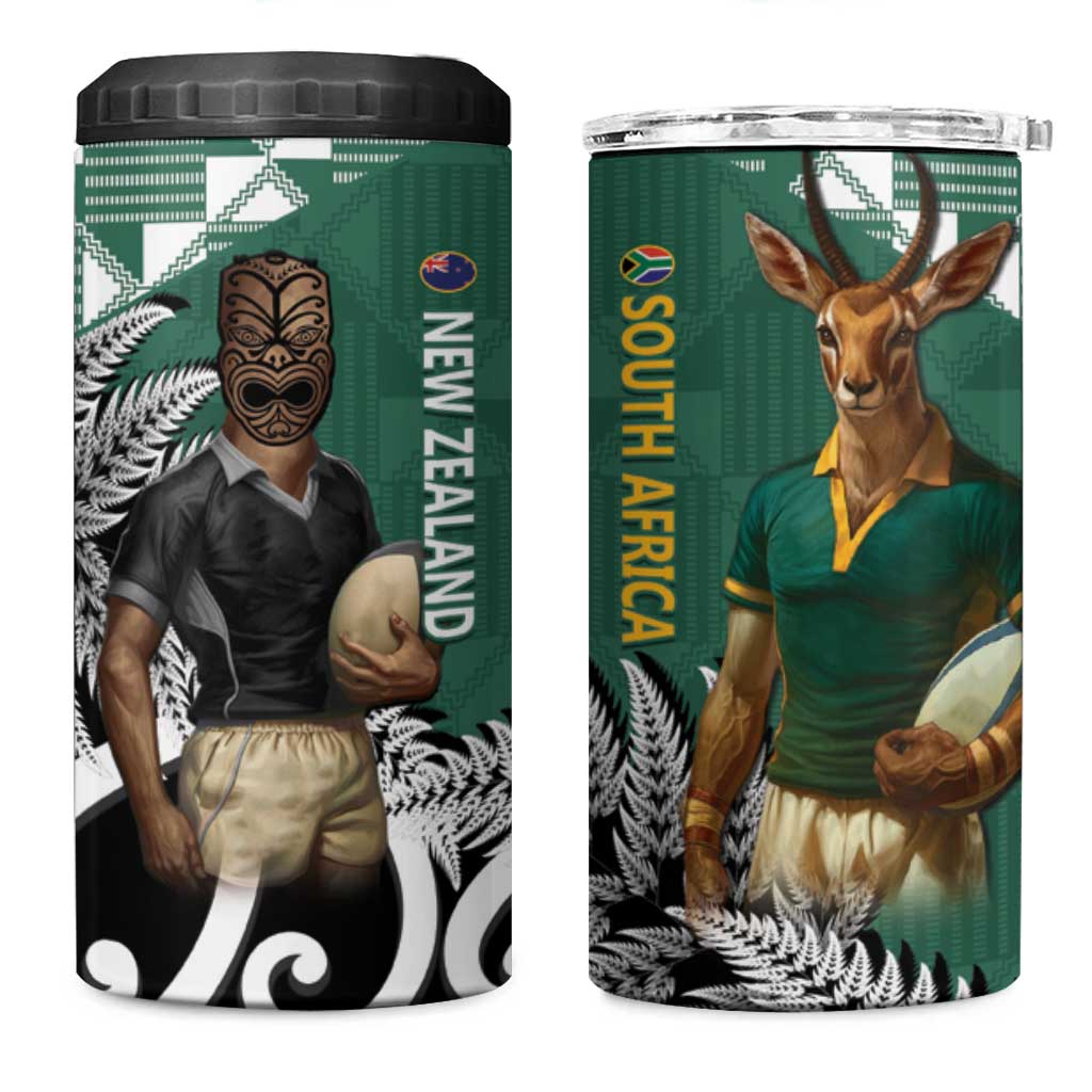 New Zealand South Africa Rugby 4 in 1 Can Cooler Tumbler Springboks Kente All Black Maori Together LT14 One Size: 16 oz Green - Polynesian Pride