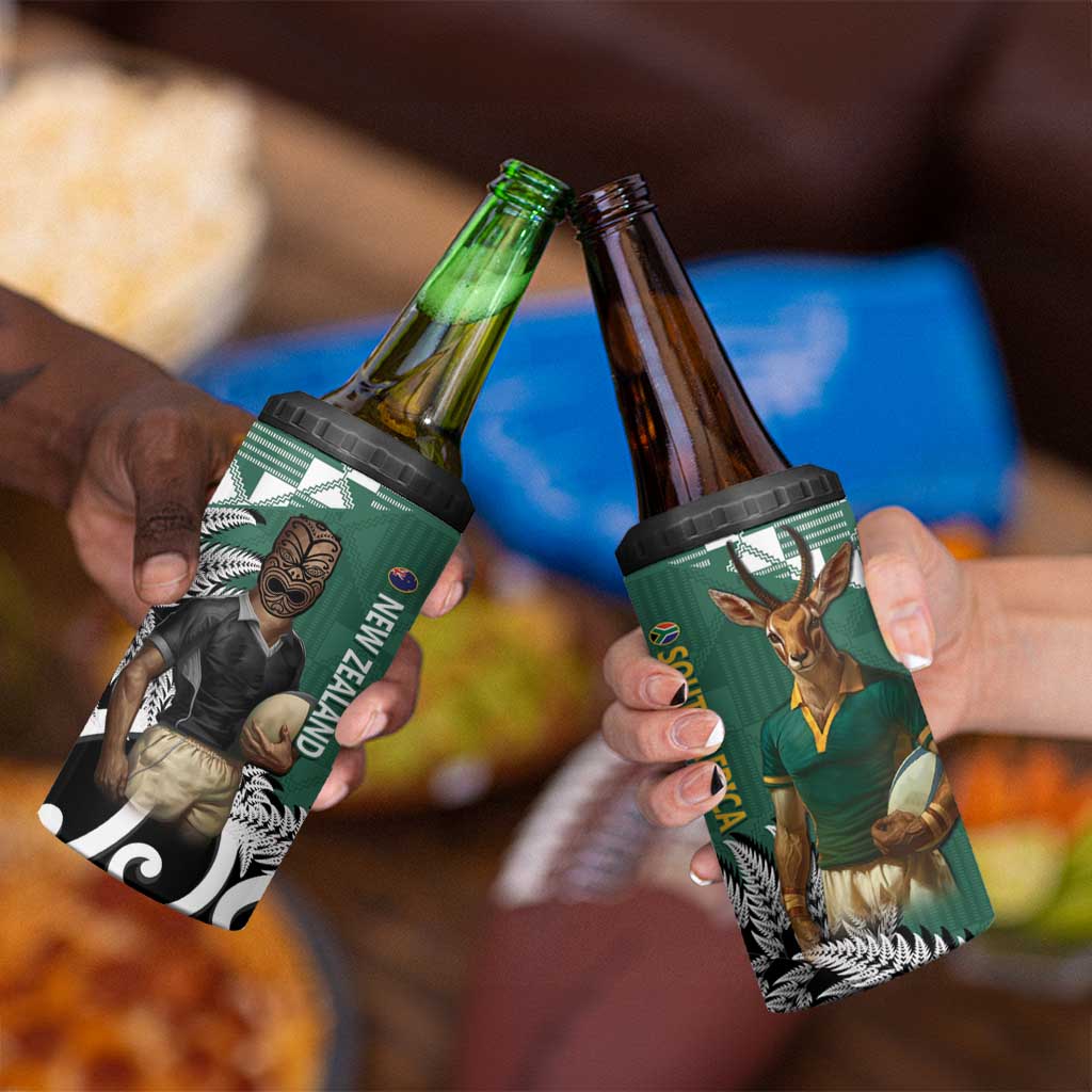New Zealand South Africa Rugby 4 in 1 Can Cooler Tumbler Springboks Kente All Black Maori Together LT14 - Polynesian Pride