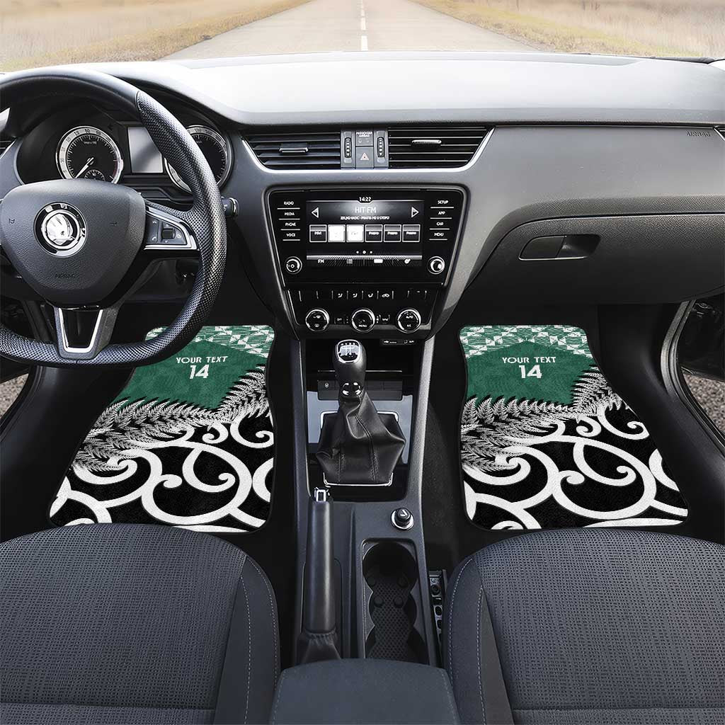 New Zealand South Africa Rugby Car Mats Springboks Kente All Black Maori Together LT14 Set 2pcs - Front Green - Polynesian Pride