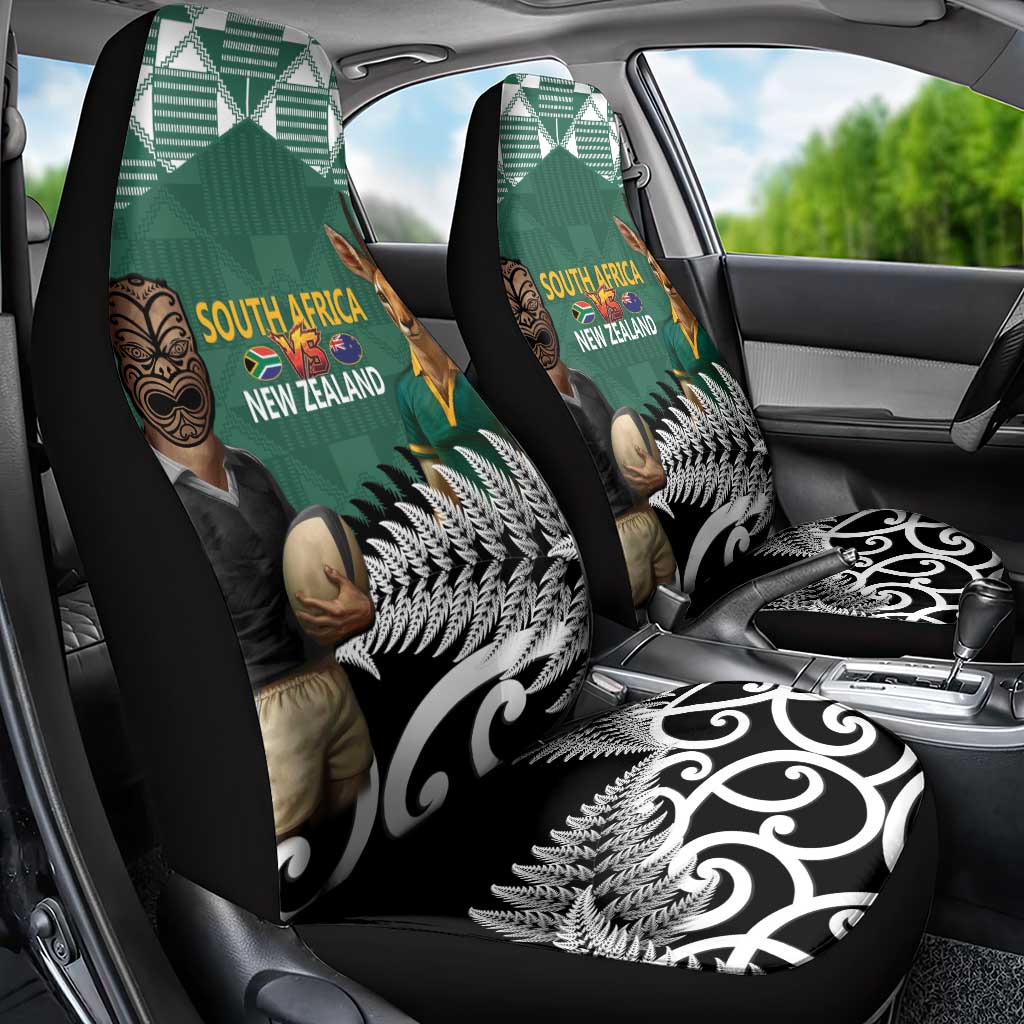 New Zealand South Africa Rugby Car Seat Cover Springboks Kente All Black Maori Together - Polynesian Pride