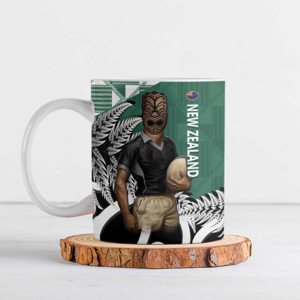 New Zealand South Africa Rugby Ceramic Mug Springboks Kente All Black Maori Together LT14 Green - Polynesian Pride