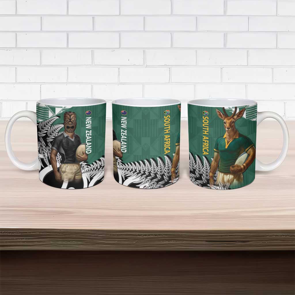 New Zealand South Africa Rugby Ceramic Mug Springboks Kente All Black Maori Together LT14 - Polynesian Pride