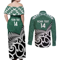 New Zealand South Africa Rugby Custom Couples Matching Off Shoulder Maxi Dress and Long Sleeve Button Shirt Springboks Kente All Black Maori Together LT14 - Polynesian Pride