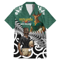 New Zealand South Africa Rugby Custom Family Matching Mermaid Dress and Hawaiian Shirt Springboks Kente All Black Maori Together LT14 Dad's Shirt - Short Sleeve Green - Polynesian Pride