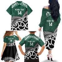 New Zealand South Africa Rugby Custom Family Matching Off The Shoulder Long Sleeve Dress and Hawaiian Shirt Springboks Kente All Black Maori Together LT14 - Polynesian Pride