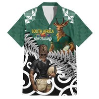 New Zealand South Africa Rugby Custom Family Matching Off Shoulder Maxi Dress and Hawaiian Shirt Springboks Kente All Black Maori Together LT14 Dad's Shirt - Short Sleeve Green - Polynesian Pride