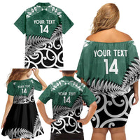 New Zealand South Africa Rugby Custom Family Matching Off Shoulder Short Dress and Hawaiian Shirt Springboks Kente All Black Maori Together LT14 - Polynesian Pride