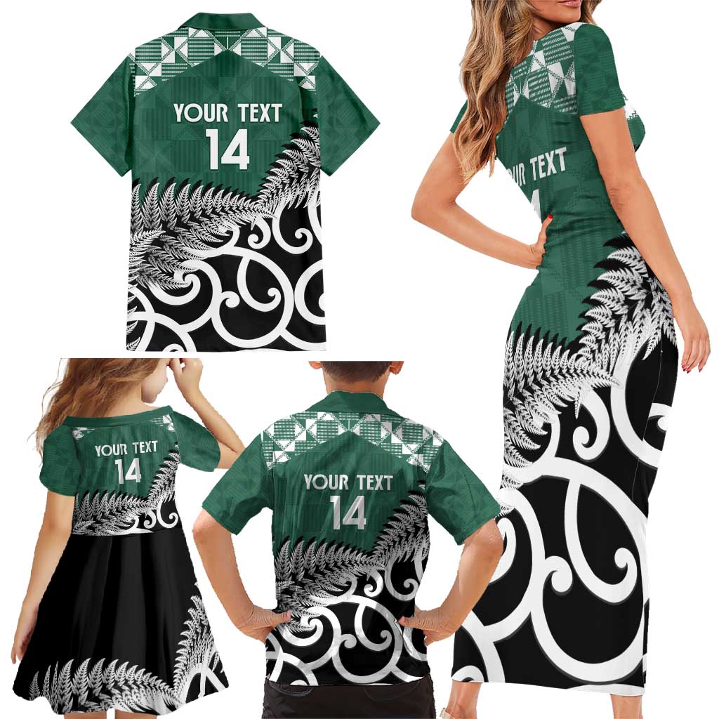New Zealand South Africa Rugby Custom Family Matching Short Sleeve Bodycon Dress and Hawaiian Shirt Springboks Kente All Black Maori Together LT14 - Polynesian Pride