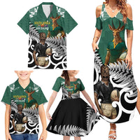 New Zealand South Africa Rugby Custom Family Matching Summer Maxi Dress and Hawaiian Shirt Springboks Kente All Black Maori Together LT14 - Polynesian Pride