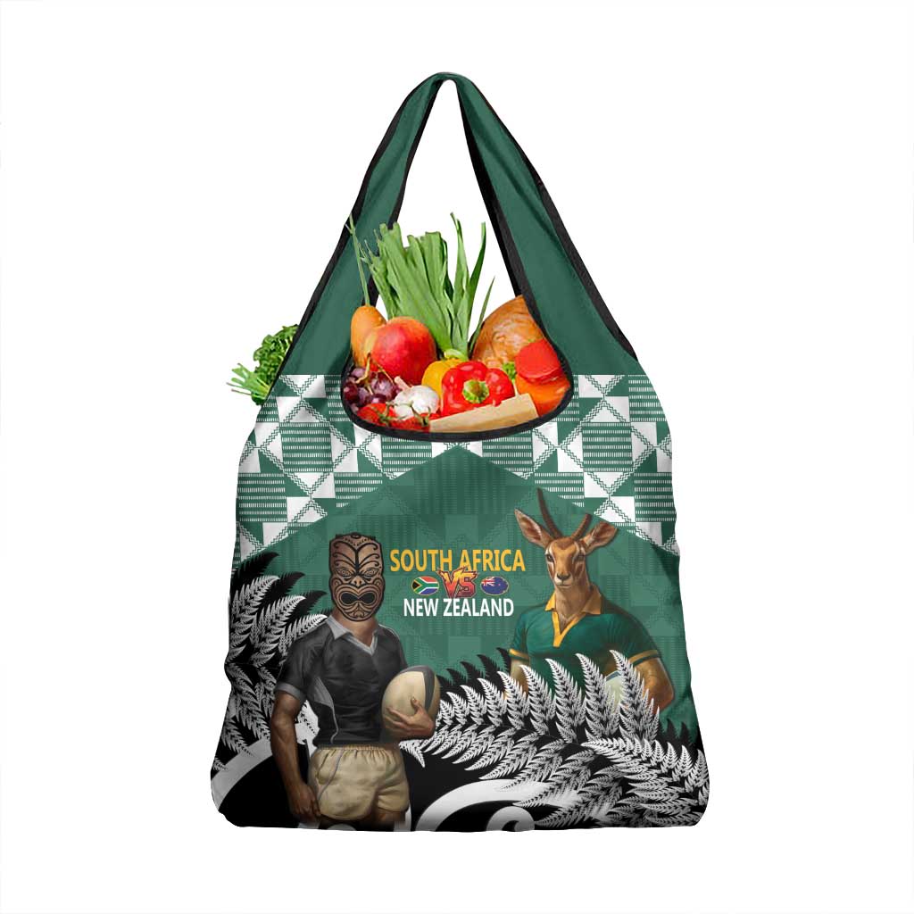 New Zealand South Africa Rugby Grocery Bag Springboks Kente All Black Maori Together LT14 1-pack One Size Green - Polynesian Pride