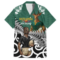 New Zealand South Africa Rugby Custom Hawaiian Shirt Springboks Kente All Black Maori Together LT14 Green - Polynesian Pride