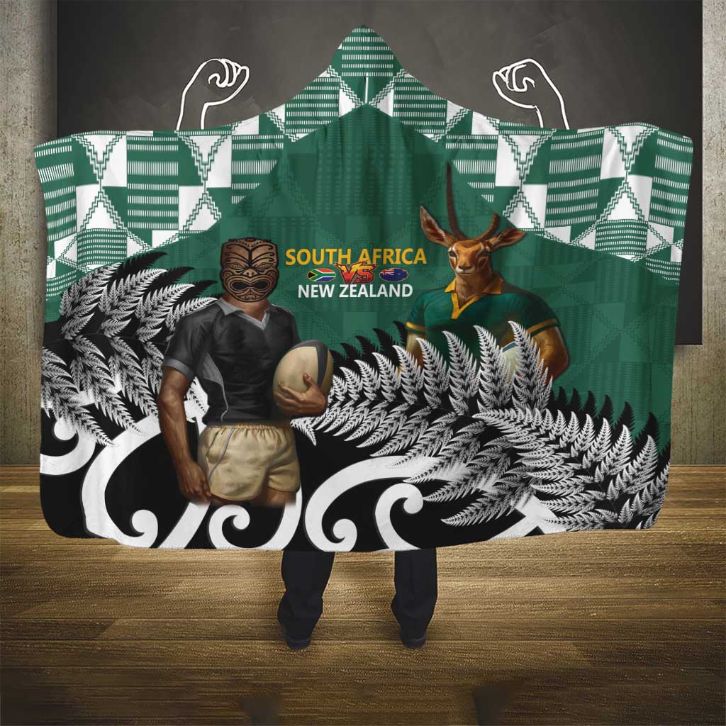 New Zealand South Africa Rugby Hooded Blanket Springboks Kente All Black Maori Together LT14 - Polynesian Pride