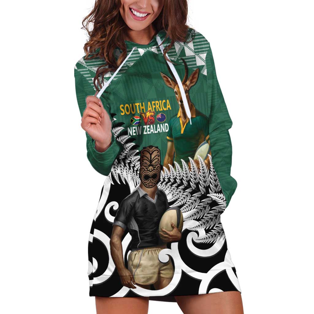 New Zealand South Africa Rugby Custom Hoodie Dress Springboks Kente All Black Maori Together LT14 Green - Polynesian Pride