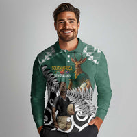 New Zealand South Africa Rugby Custom Long Sleeve Polo Shirt Springboks Kente All Black Maori Together LT14 - Polynesian Pride